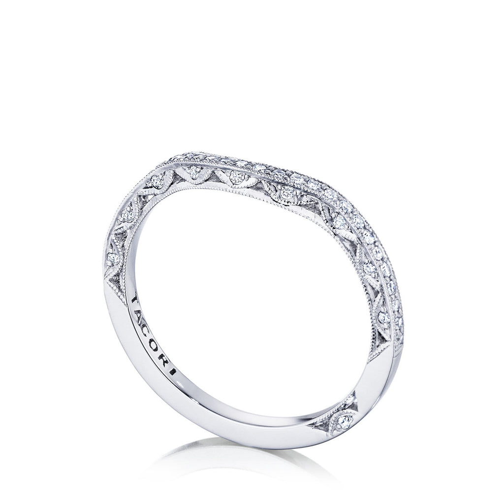 Curve with Pavé Diamonds Wedding Band