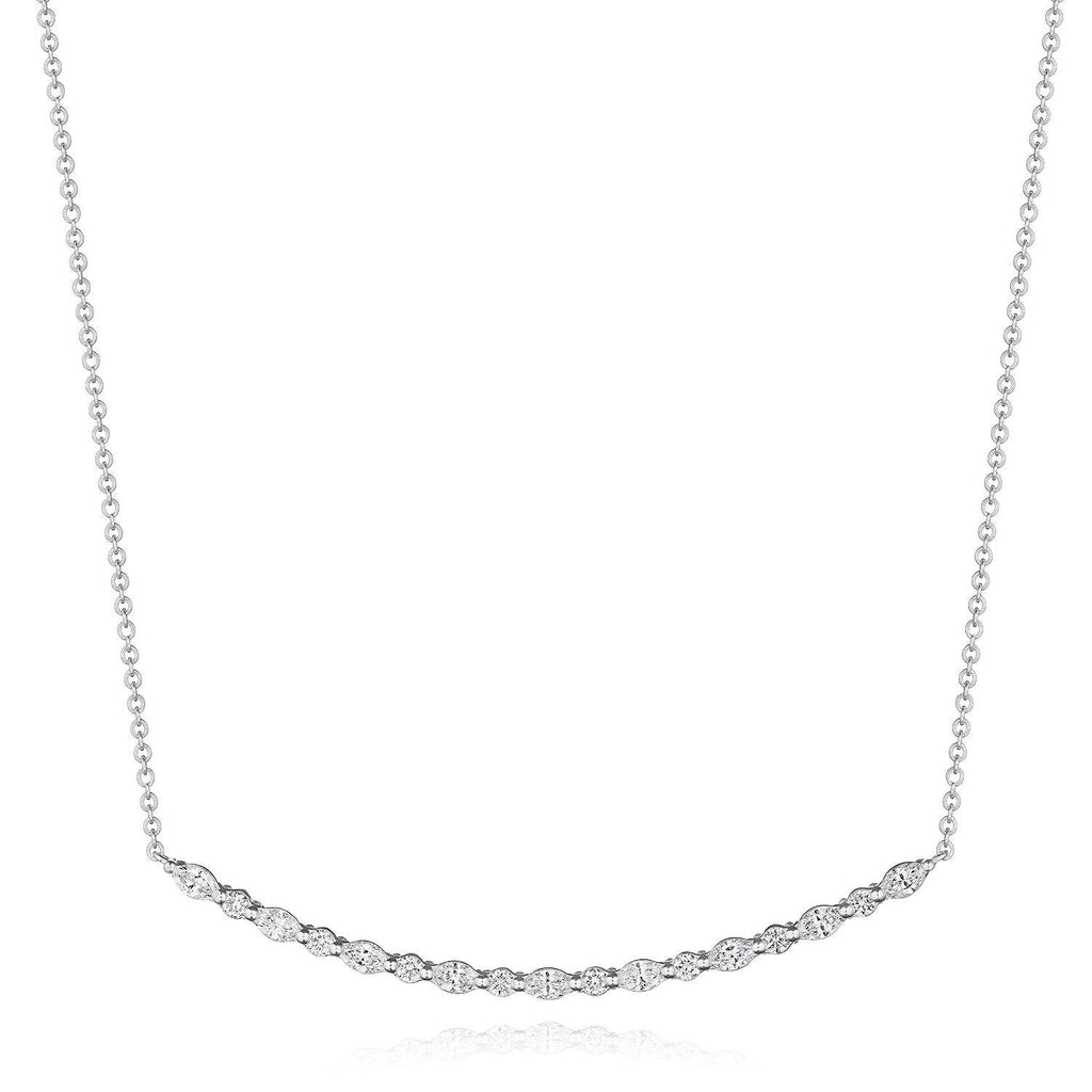 Marquise and Round Diamond Necklace in 18kt White Gold