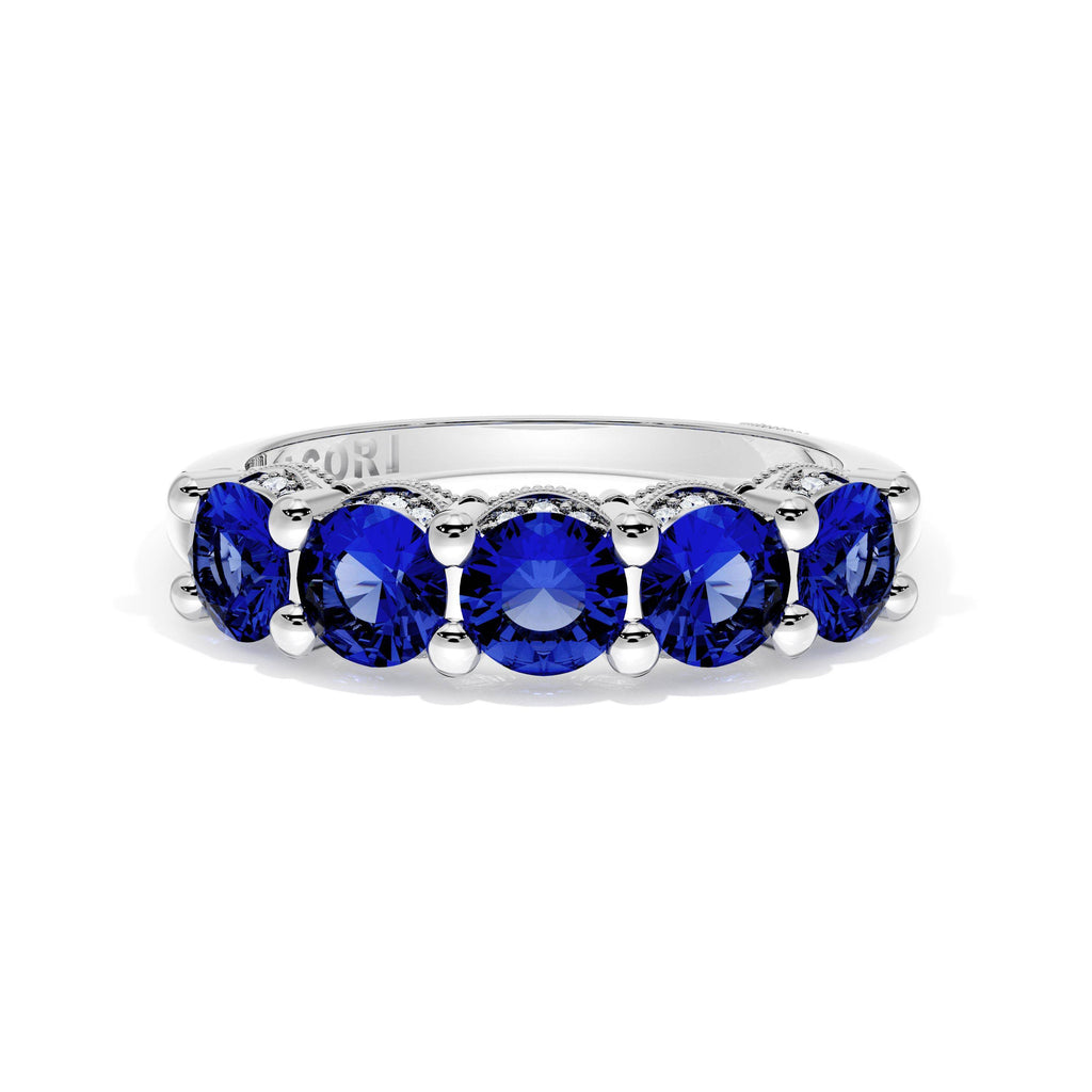 Round Cut Blue Sapphire Eternity Band