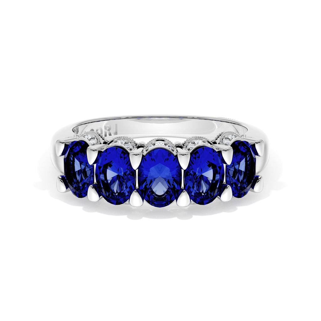 Oval Cut Blue Sapphire Eternity Band