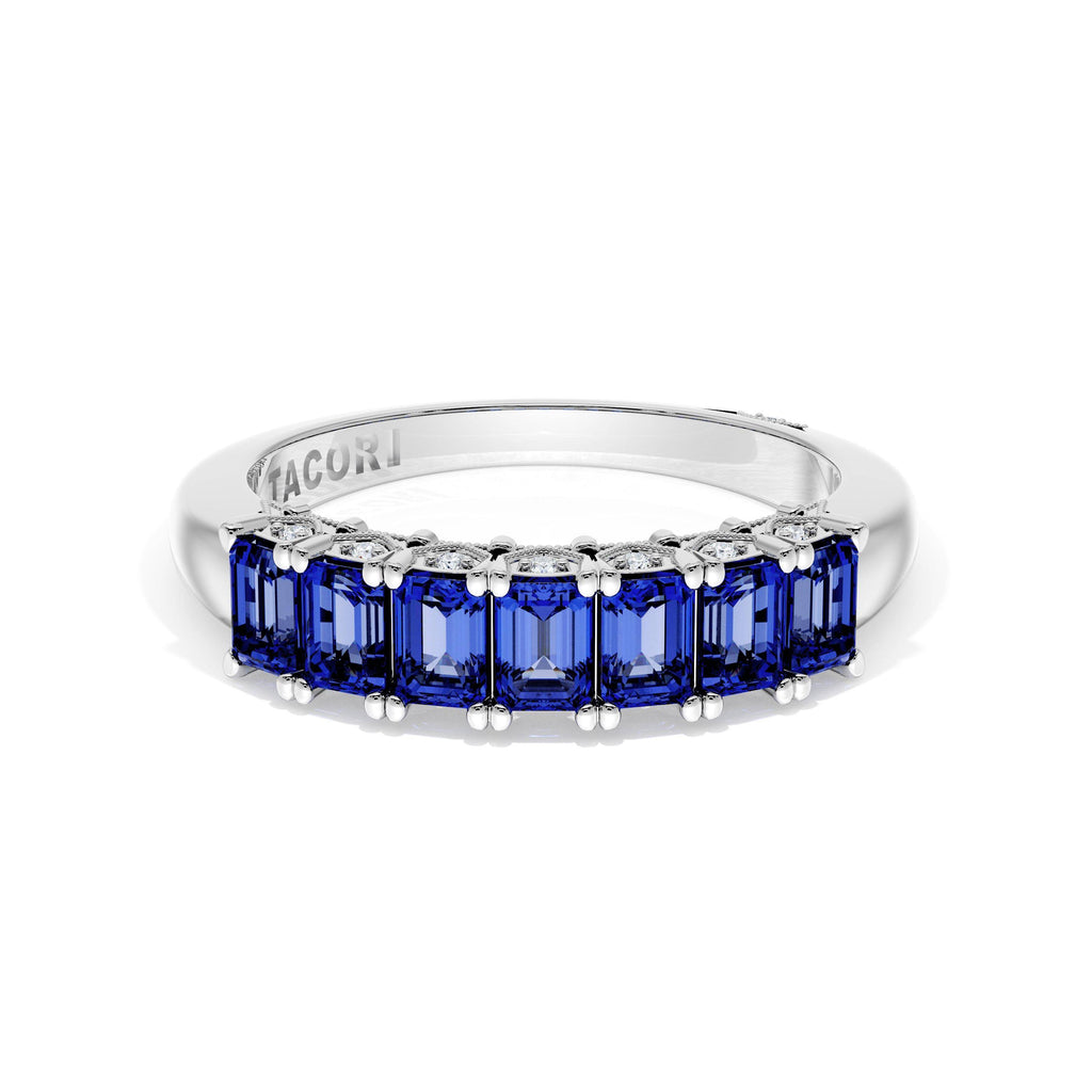 Emerald Cut Blue Sapphire Eternity Band