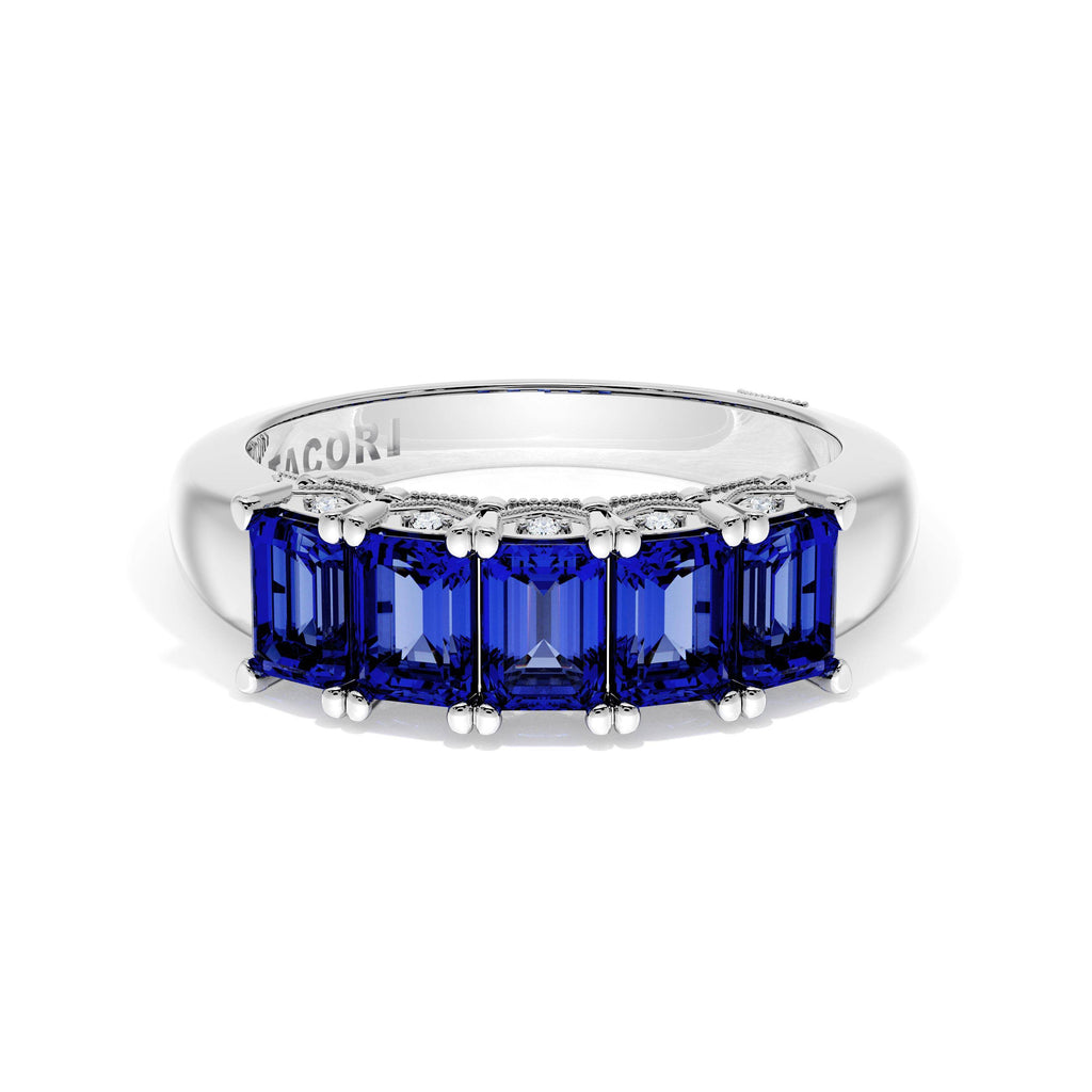 Emerald Cut Blue Sapphire Eternity Band