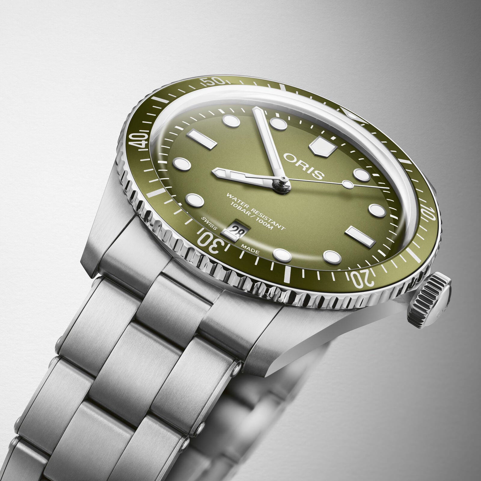 Oris Divers Sixty-Five Date Green Dial Stainless Steel Watch 40mm