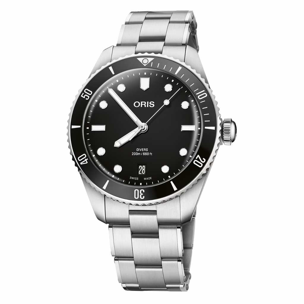ORIS Divers Date 39mm Mens Watch Black Interchangeable Strap 01